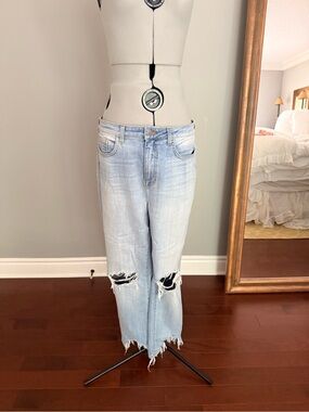 L'AGENCE Light Blue Straight Leg Distressed Jeans
